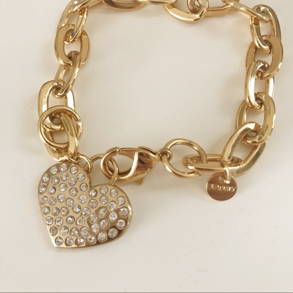 bebe Jewelry - BEBE Sport Gold Chain Heart Chain Bracelet